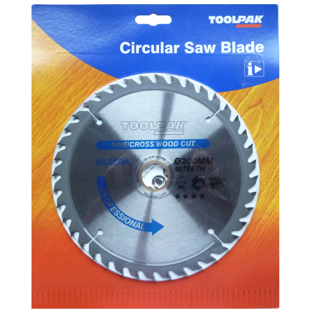 TCT Circular Saw Blade 200mm x 30mm x 40T Professional Toolpak